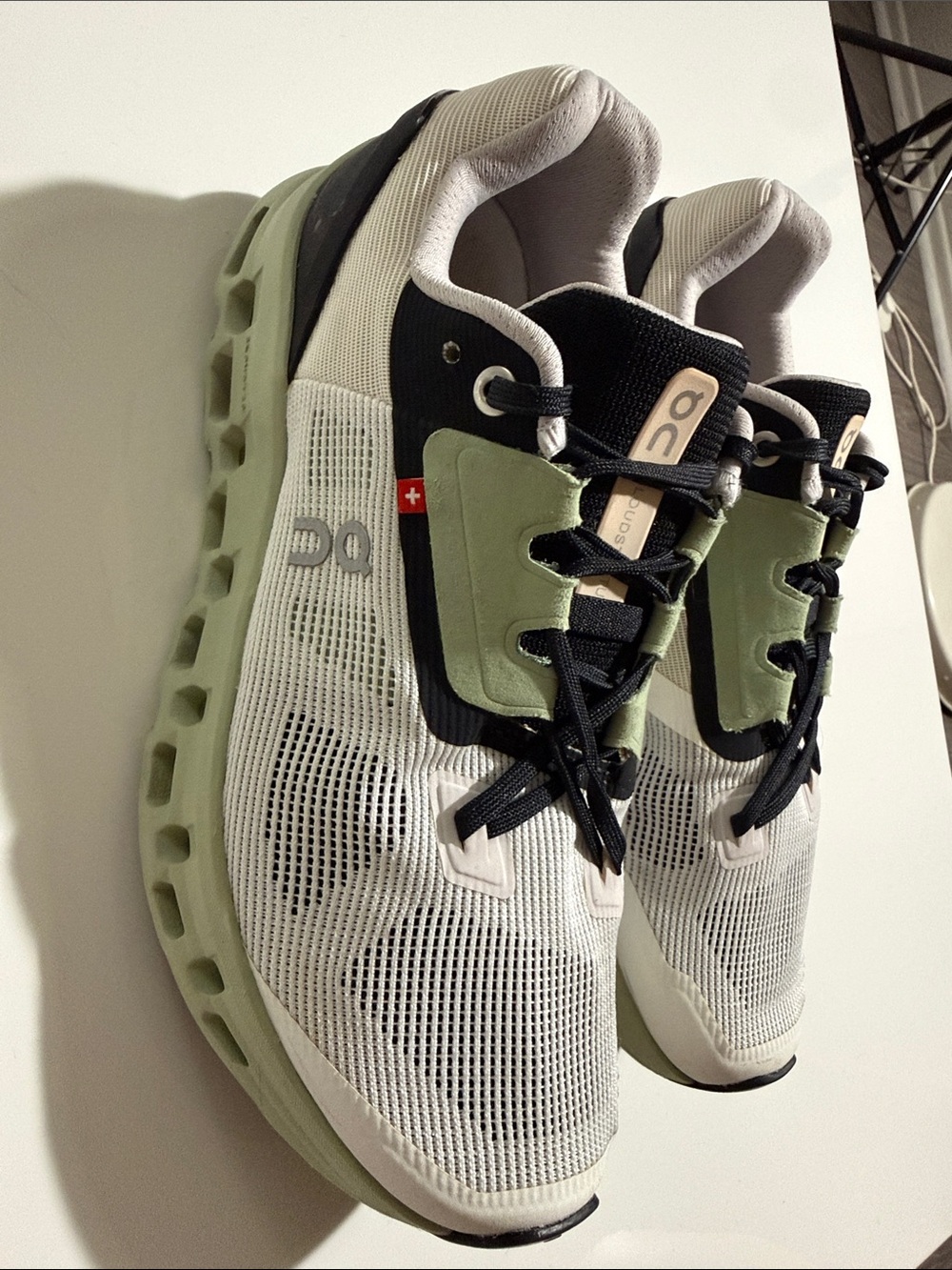 On Running Men's Cloudnova Athletic Shoes White, Black, Olive Green